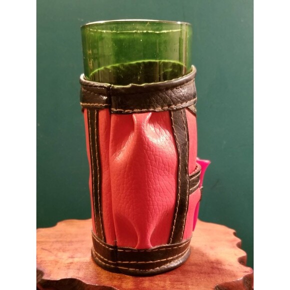 Vintage 19th Hole Mini Leather Golf Bag Glass 10oz 6"X2.5" Diameter Barware - Picture 4 of 4